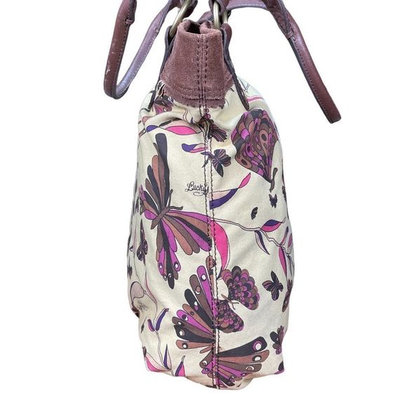 Lucky Brand Trippin Out Butterfly Tote Bag Canvas Suede Cotton Shoulder Bag - Picture 2 of 12